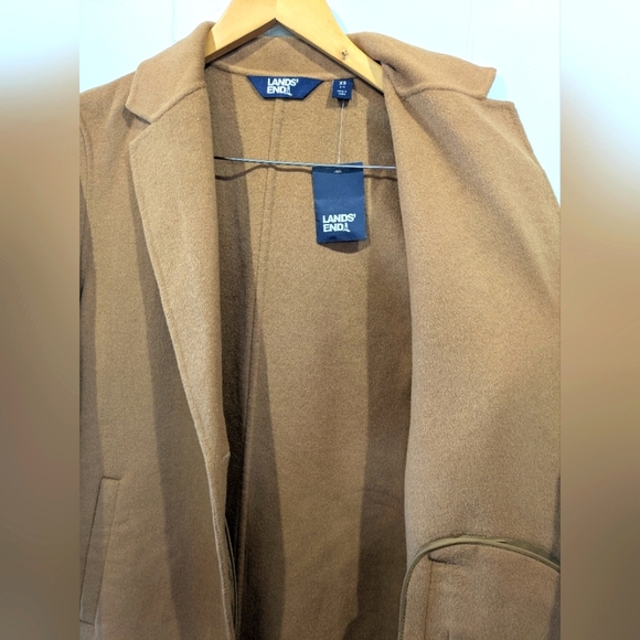 Lands’ End Wool Coat XS Camel Long Classic Winter Overcoat NWT - Picture 5 of 12